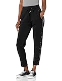  Pantalón deportivo de mujer Guess traje negro con lentejuelas laterales y cinturilla