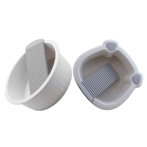 2 Lavabos de plástico con tabla de lavar a mano ligera para hogar y camping 2