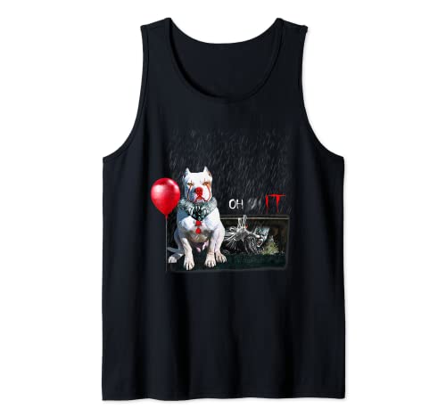 Pit Bull Dog Payaso Oh It Lluvia Globo divertido Halloween Camiseta sin Mangas