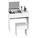 HOMCOM Mobile da Trucco con Specchio a Scomparsa e Sgabello, Tavolo Consolle con Cassetto, 80x40x79 cm, Bianco