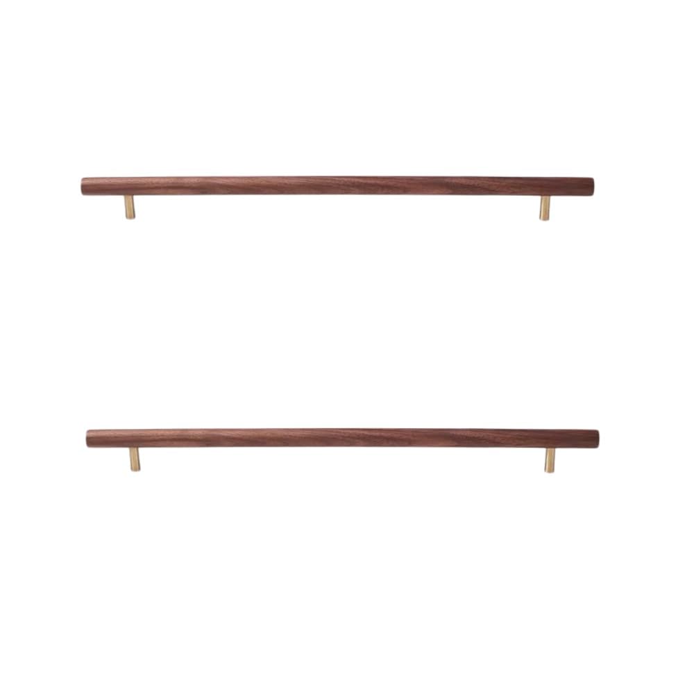 SANCHAKOU Cabinet Pulls 2Pcs Beech Black Walnut Ash Wood Original Color Wardrobe Drawer Cabinet Wooden Extended Door Handle 320Mm Black Walnut