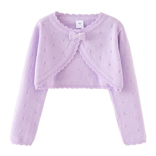 Little Girls Kids Long Sleeve Knitted Bolero Cardigan Shrug Cropped Elegant Sweaters Cropped Tops