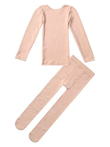 YiZYiF Kids Boys Girls Fleece Lined Thermal Underwear 2 Pcs Gymnastics Ballet Dance Undergarments Long John Set2
