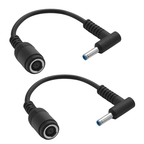 HP Laptop-Netzadapterkabel, 7,4 mm x 5,0 mm Buchse auf 4,5 mm x 3,0 mm abgewinkeltes Stecker, AC-Netzteilkabel für HP Envy/Elitebook/Probook/Stream/Spectre/Pavilion Laptops, 2 Stück