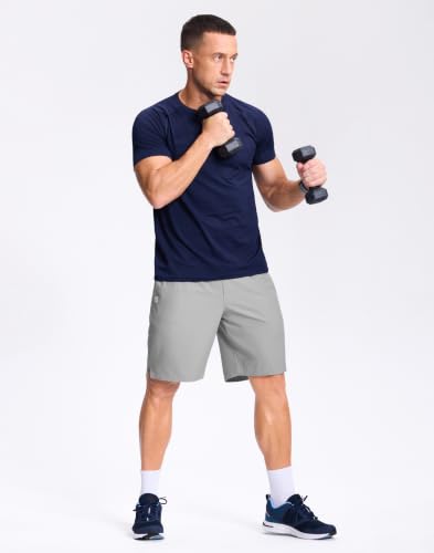 Image of GGJ Men's Lightweight Athletic Shorts with 2 Zipper Pockets 7 inch /9 inch /5 inch Gym Workout Running Quick Dry Tennis Shorts for Men