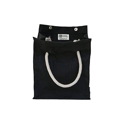 Simple Ecology Organic Canvas Lunch Bag – GOTS Certified, Washable, Reusable, Eco Friendly, Durable Lunch Tote (Sack 9.25H × 7.25W × 6D in.) – Black