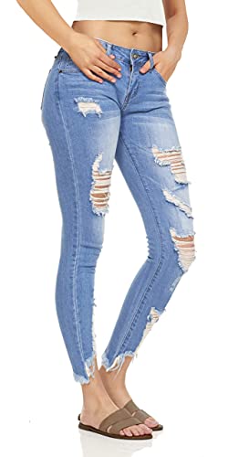 Image of Women's High Waisted Jeans for Women Ripped Skinny Stretch Jeans Distressed Butt Lifting Denim Pants