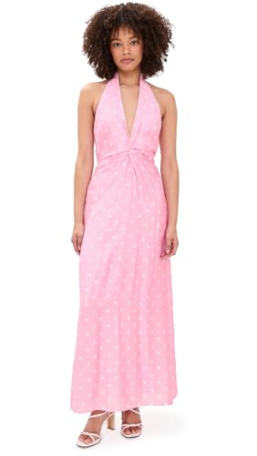 Seven Wonders Women's Saga Halter Maxi Dress, Pink/White Polka, S at Amazon Women's Clothing store