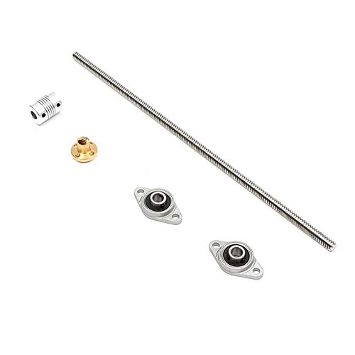 Lysee 3D Printer Parts & Accessories - 5Pc 30cm T8 Lead Screw Rod with Nut + Bearing Block + Coupler 8mm x 300mm CNC Tool - (Color: as Show)