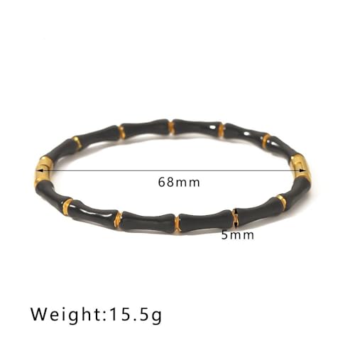 Image of Okos Black and Gold Bamboo Style Bracelet for Women and Girls, Lightweight Fashion Jewelry, Trendy Classic Wear, Gift for Her BR1000074BLK