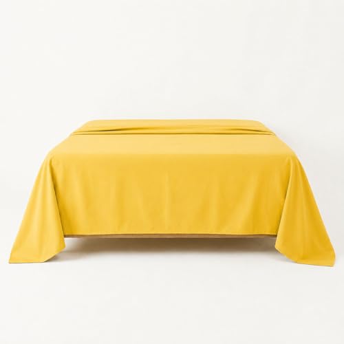 Amay 100% Egyptian Cotton Flat Sheet Only RV Short Queen, 500 Thread Count Cooling Bed Sheet, Soft Sateen Weave Hotel Luxury Bedding, Breathable Top Sheet - Gold