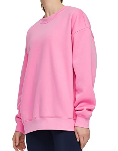 THE GYM PEOPLE Women's Fleece Crewneck Sweatshirt Loose fit Soft Oversized Pullover Sweatshirt Pink