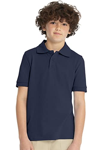 Image of Classroom Girls' Short SLV Pique Polo | 3 Button Placket, Side Vents, Droptail Hem, Ribbed Trim, Comfortable Everyday School Wear