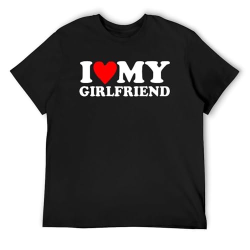 I Love My Girlfriend Mens Graphic T Shirts Vintage Soft Ring-Spun Cotton Cool Novelty Tees Casual Streetwear Top