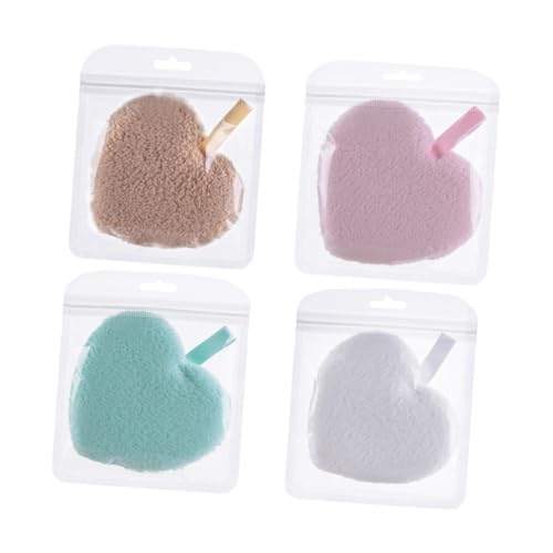 IWOWHERO 4 piezas Esponjas de Maquillaje Facial Forma de Corazón Suaves y Exfoliantes para Limpieza y Eliminación de Maquillaje Suministros de Belleza para Cuidado Diario Piel