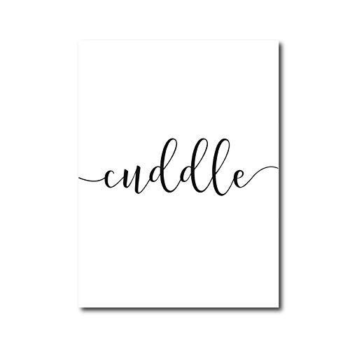 Master Bedroom Sign Art Print Let's Cuddle Quote Canvas Schilderij Zwart Wit Moderne Minimalistische Poster Wall Art Decor 40x60cm-2 Stuks Frameloos - Afbeelding 7