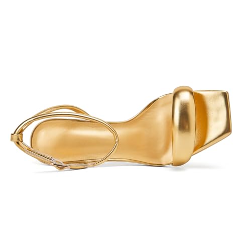 Summer Gold Open Toe Heeled Sandals Comfortable Chunky Heels Black High Heels Sexy Sandals For Women 20254