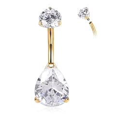 Gold+ Water Drop Shape Clear CZ
