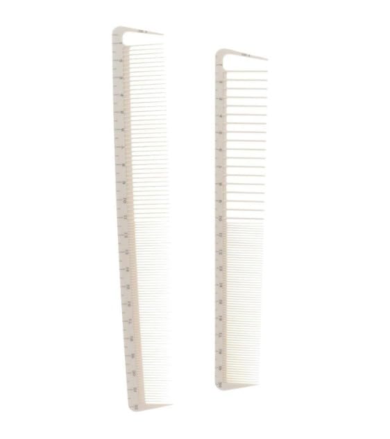 Set de 2 peines profesionales para cortar cabello blancos miniatura 1