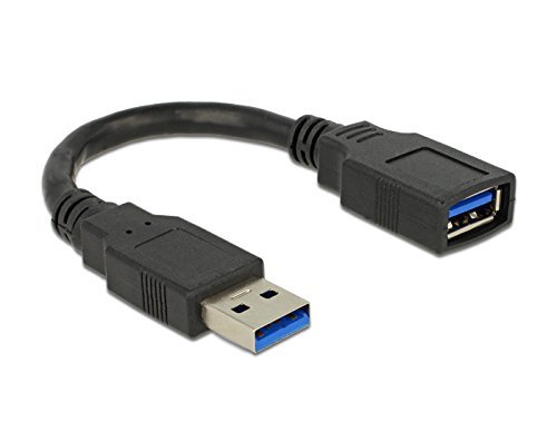 4x USB 3.0 Verlängerungskabel Stecker A Buchse A, schwarz, 0,15m