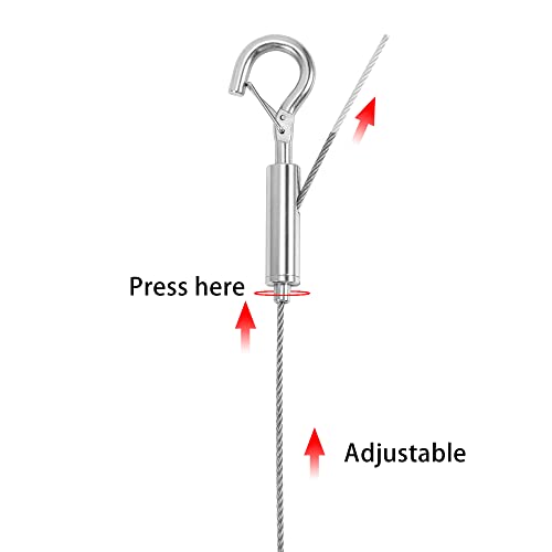 Image of 4 Pack Adjustable Picture Hanging Wire Kit 66lb, Heavy Mirror Hanging Wire Kit with Hooks, 7 ft 2 mm (0.08 in) Diameter, 304 Stainless Steel for Securing Sunshade, Plexiglass Sneeze Guard, Bird Feeder