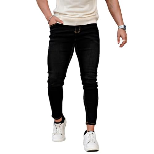 GINGTTO Mens Skinny Jeans Stretch Slim Fit Denim Pants for Men Black 120 28W x 30L