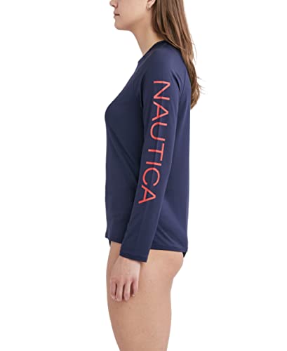 Image of Nautica Women's Long Sleeve Rashguard - Quick-Dry, UPF Protection, Swim Shirt, Pool, Beach, Hiking, Yoga, Volleyball