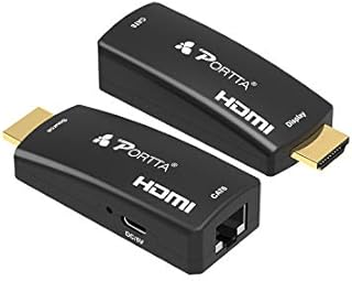 Portta HDMI Extender Mini Extension 50m (164ft) Single Cable CAT6 Lossless Transmission Support Full HD 3D 1080P Micro USB with USB Plug