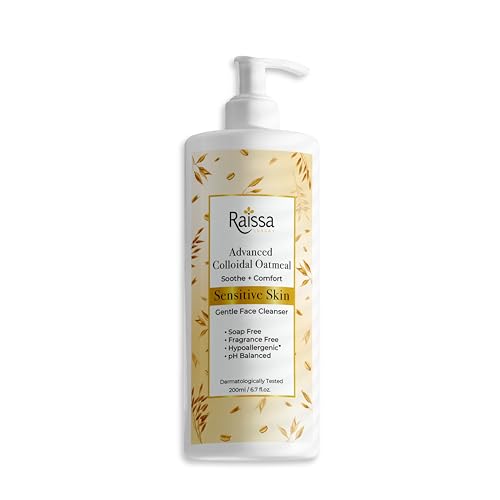 Image of Raissa Colloidal Oatmeal Face Wash Cleanser for Sensitive Skin | Hypoallergenic, Fragrance Free, pH Balanced Silicone Free | For Men & Women |200ml