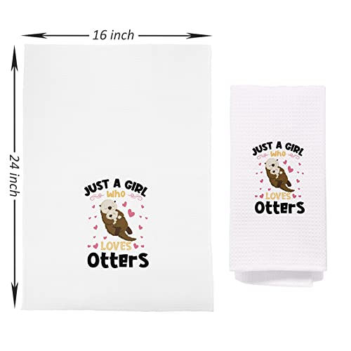 Negiga Just A Girl Who Loves Otters Dish Cloths Towels 24X16 Inch,Cute Mommy And Baby Otter Wild Animal Decor Decorative Dish Hand Towels For Dorm Kitchen Bathroom,Otter Lovers Teen Girls Gifts #TOP3