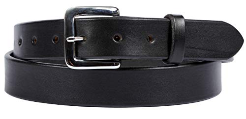 Forest Hill Executive Black Leather Belt with clean styling,100% Solid Leather (not laminate), Amish Made in Lancaster, PA