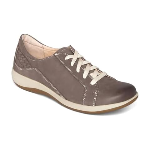 Aetrex Women's Dana Orthopedic Lace Up Oxford Leather Shoes - Lightweight Casual Comfort Arch Support Sneakers Warm Grey Cover