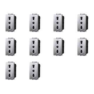 IXTRIMA Presa Bipasso 2P+T 10/16A 250V, Compatibile con Bticino Living Light, Set da 10 Pezzi, Grigio