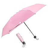 TradMall Mini Travel Umbrella, Portable Lightweight Compact Parasol with 95% UV Protection for Sun & Rain, Pink
