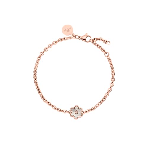 Purelei® Flourish Armband, Filigranes Armband für Damen mit Blütenanhänger, Wasserfest Armband aus Edelstahl, Lange verstellbar 16-19 cm (Rosegold)