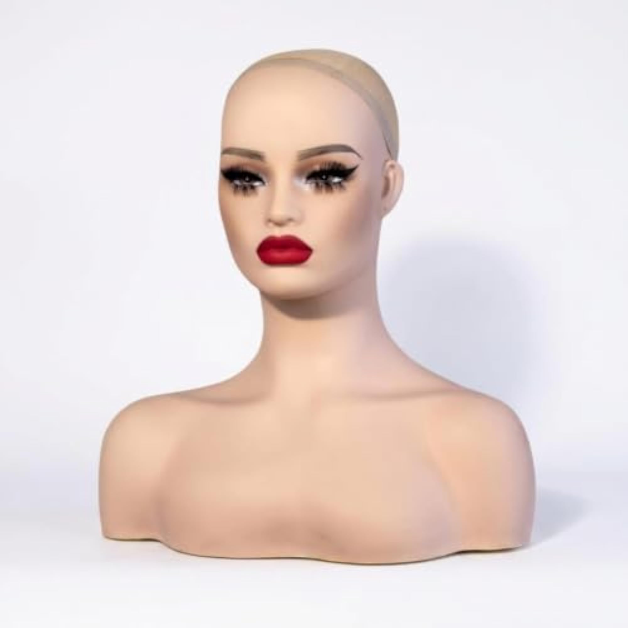 Bald Flesh-Tone Realistic Head with Shoulders Display Model