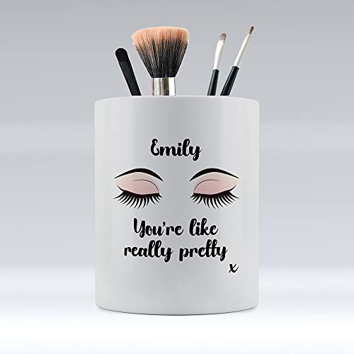 Image of Dalton Designs UK Eyelashes - Personalised Make Up Organiser Brush Holder Birthday Gifts for Her - Ceramic Desk Organiser
