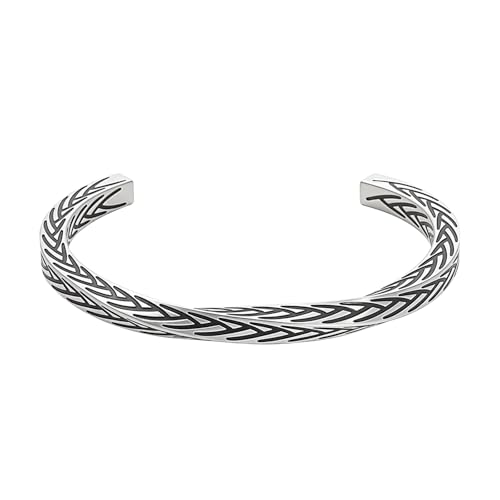 JewelryWe Mobius Viking Cuff Bracelet - Stainless Steel Twist Design Symbolizing Infinity and Strength Jewelry for Men and Women