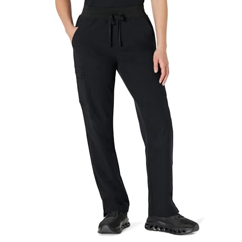 Amazon Basics Women's Scrubs Tapered Leg Pants Yoga Waistband, Black, X-Large