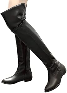 Générique Dames overknee laarzen - dames overknee laarzen platte hak effen kleur laarzen met ritssluiting hoge laarzen kleine hak voor herfst/winter comfortabele schoenen chic, Bruin, 39 EU