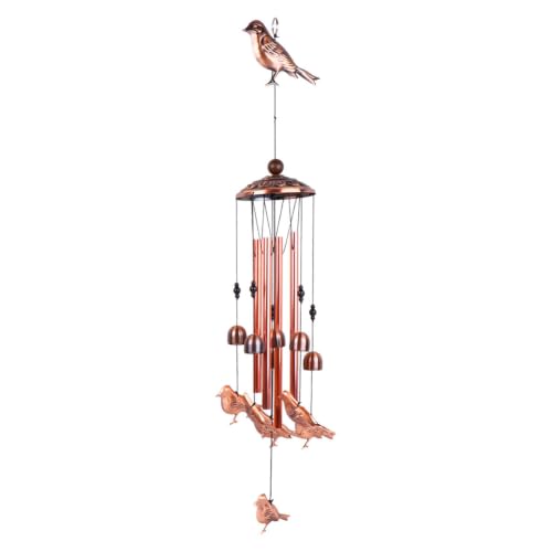 Campana de viento con sonido nítido y patrón de pájaro hecha en latón ornamental 2