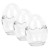 Veemoon 3 Piezas Vasos de Pudding de Vidrio con Forma de Cáscara de Huevo para Postres Yogur Helado y Salsas Reutilizables y Fáciles de Limpiar