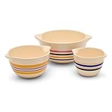 Great Jones Stir Crazy 3-Piece Stackable Ceramic Mixing Bowl Set (6.8', 9.1', 12') | Dishwasher, Freezer & Microwave Safe | Perfect for Baking, Serving & Mixing | Nestable for Easy Storage (Striped)