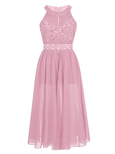 Alvivi Vestido de Fiesta para Niña Mono de Ceremonia con Tul y Pedrería Brillante Vestido de Noche...