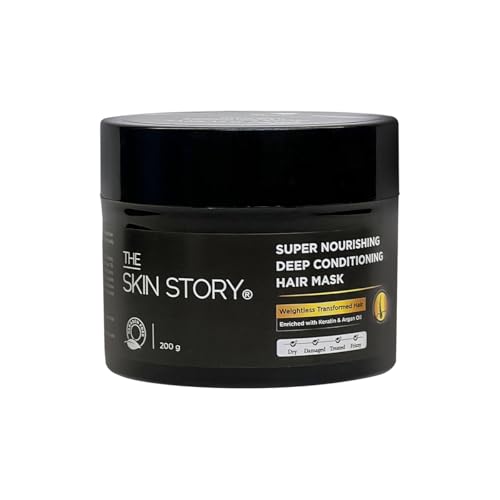 Image of The Skin Story Argan Oil Hair Mask | Nourishing Deep Conditioning smoothening | For Frizzy, Dry, Damaged, Chemically Treated Hair | With Keratin & Vitamin E | Spa Cream for Straight or Curly hair | Sulphate Free Paraben Free (200g)
