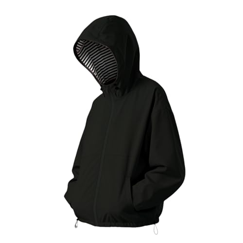 Regenjacke Damen Wasserdicht Atmungsaktiv Softshelljacke Outdoor Sonnenschutz Sweatjacke Dünne Sommerjacke Leicht Übergangsjacke mit Kapuze Elegant Einfarbig Funktionsjacke Locker Sportjacke S-XXL