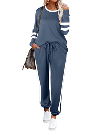 Image of Aloodor Sweatsuit for Women 2 Piece Outfits for Womens Crewneck Sweatshirts Pullover