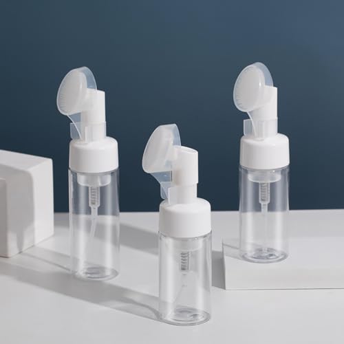 2 Pcs Empty Foaming Bottles Mousse Foam Bottles Facial Cleanser Foam Bottles Clear Foam Pump Bottles with Brush Head 100ml2