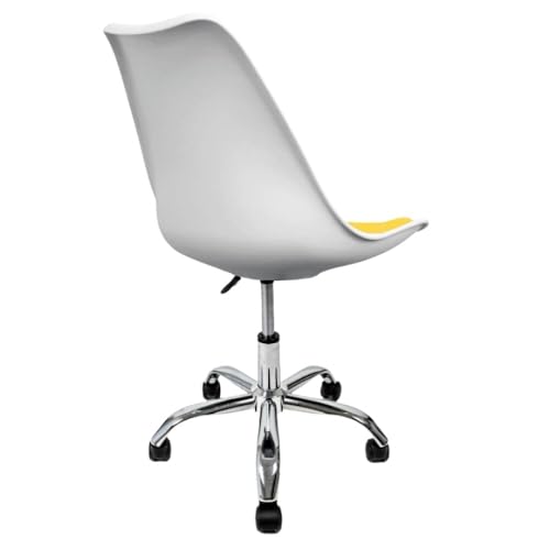 Image of Amazon Brand - Umi Height-Adjustable Modern Revolving Rotary Arm Office Study Desk Chair - Ideal for Spa, Bar, Home - White & Dark Blue Color
