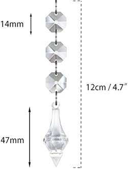 Jishi 30pk Crystal Finial Ornaments for Christmas Tree Decorations, Shatterproof Acrylic Hanging Crystals, Clear Plastic Finial Drop Christmas Ornaments for Centerpiece Chandelier Decor Party Supplies